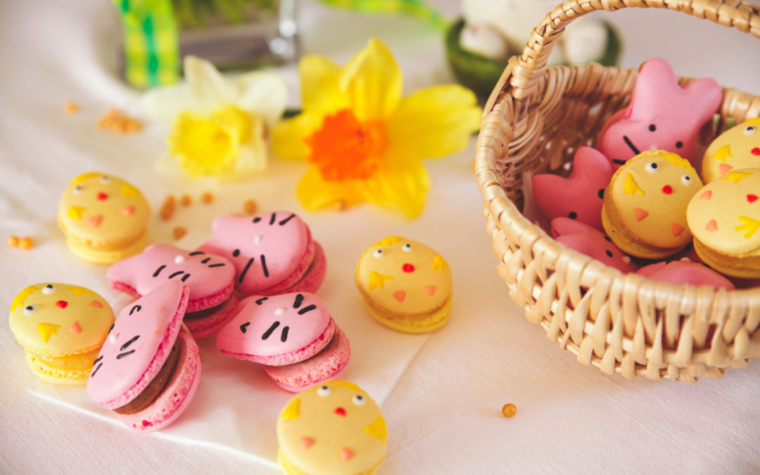 Macarons de Pâques en forme de lapins & poussins